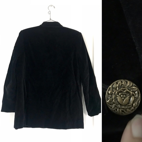 Vintage 1980’s black velvet blazer jacket coat - Picture 5 of 8